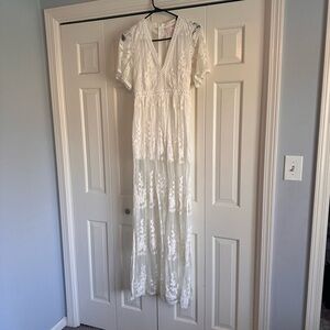 Pink Lily White Lace Detail Dress